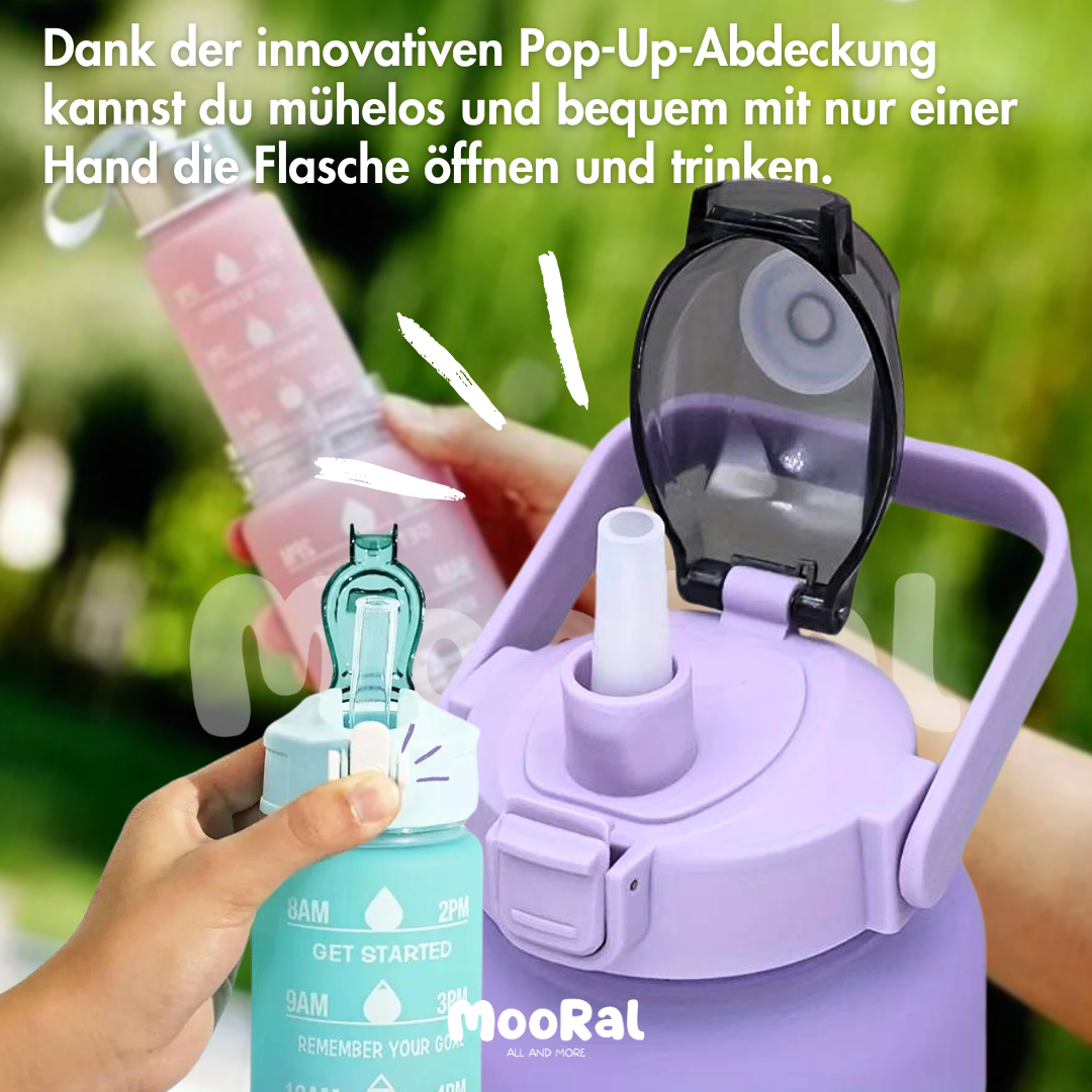 Motivierende Trinkflasche im 3er Set