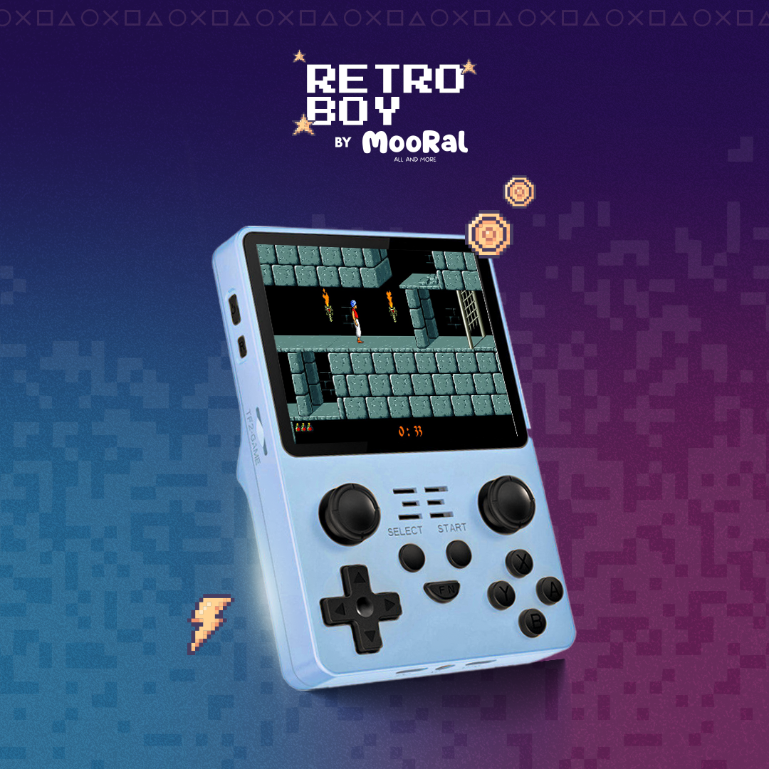 Erlebe die Welt der Retro-Games neu mit dem RetroBoy Gameboy in Blau – die ultimative Retro-Konsole für alle Retro-Gamer.