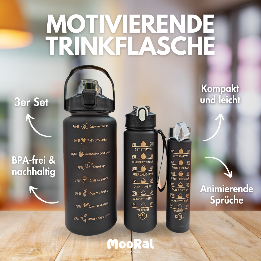 Motivierende Trinkflasche im 3er Set