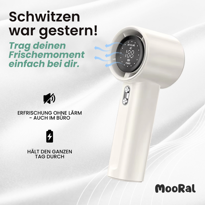 Mini Breeze Ventilator in Weiss – leiser Handventilator für Büro und unterwegs mit langanhaltender Kühlung.