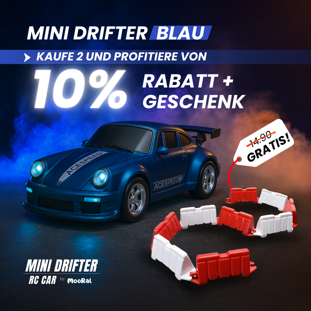 Blaues Mini Drifter RC Auto mit 10 % Rabatt und kostenloser Driftstrecke
