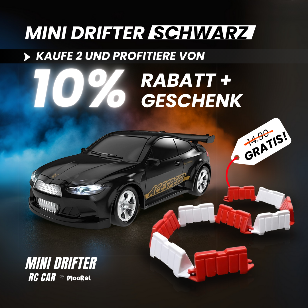 Schwarzes Mini Drifter RC Auto mit 10 % Rabatt und kostenloser Driftstrecke